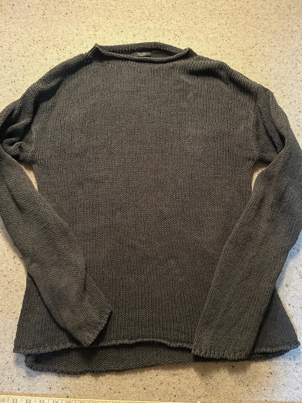 Massimo Dutti Roll Neck Sweater Women's Charcoal Gray Loose Knit Large